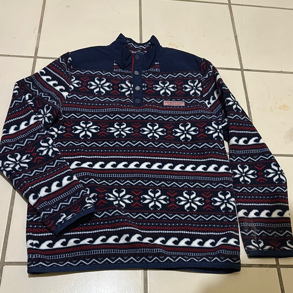 Vineyard Vines Blue and White Crewneck Sweater